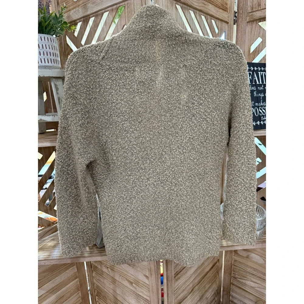 ECI New York Women's Boucle Cardigan Sweater Beige Button Front Size S - Picture 4 of 4